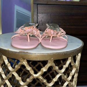 thrifted pink low heeled butterfly shoes